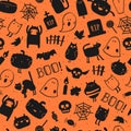 Halloween black and orange festive seamless pattern Royalty Free Stock Photo
