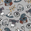 Halloween illustration vector collection. Cute clip art set in spooky theme. Autumn October holiday seasonal graphic elements Royalty Free Stock Photo