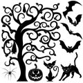 Halloween black silhouettes set