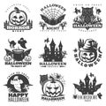Halloween Black White Emblems Royalty Free Stock Photo