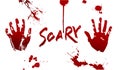 Halloween blood set. Various blood splatter and Scary lettering Royalty Free Stock Photo