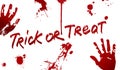Halloween blood set. Various blood splatter and Trick or Treat lettering Royalty Free Stock Photo