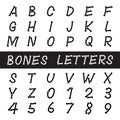 Halloween bones alphabet font letters and numbers isolated