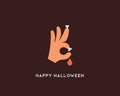 Halloween bones vector sign. Trick or treat ok symbol icon. Humor optimism card greeting logo