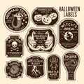 Halloween Bottle Labels Potion Labels. Vector Illustration. Royalty Free Stock Photo