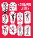 Halloween Bottle Labels Potion Labels with Monsters.