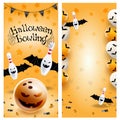 Halloween bowling long flyer template euroflier. Vector clip art illustration. Royalty Free Stock Photo