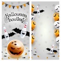 Halloween bowling long flyer template euroflier. Vector clip art illustration. Royalty Free Stock Photo