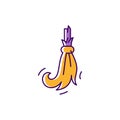 Halloween broomstick icon, Broom witch. Colorful flat Halloween icon, Thin line art design, Vector illustration