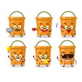 Halloween bucket cartoon character with various types of business emoticons