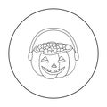 Halloween bucket icon in outline style isolated on white background. Black and white magic symbol stock vector