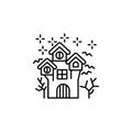 Halloween buildings castle fantasy haunted house bad tree icon. Element of Hallo