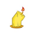 Halloween burning candle icon, cartoon style