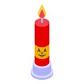 Halloween burning candle icon isometric vector. Party kid