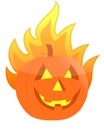 Halloween burning pumpkin illustration