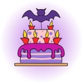 Halloween cake with bat and candles