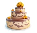 Halloween cake 3d on a white background Royalty Free Stock Photo