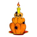 Halloween cake icon , cartoon style
