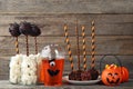 Halloween cake pops with cocktail Royalty Free Stock Photo