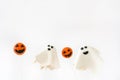 Halloween cake pops with phantom and pumpkin shape isolated on white background Royalty Free Stock Photo