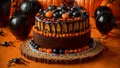 Halloween cake, pumpkin autumn , party creative holiday dessert orange decor food event design Royalty Free Stock Photo