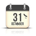 Halloween calendar icon with reflection. 31