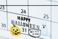 Halloween calendar reminder schedule planner