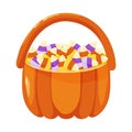 Halloween candy corn in a basket. Royalty Free Stock Photo
