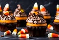 Halloween candy corn chocolate cupcakes