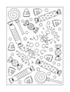 Halloween candy dot-to-dot picture puzzle and coloring page