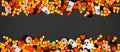Halloween candy double border banner on a black background with copy space Royalty Free Stock Photo