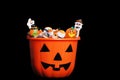 Halloween candy in pumpkin Royalty Free Stock Photo