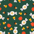 Halloween Candy seamless pattern with candy corn and candy Royalty Free Stock Photo