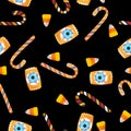 Cute Halloween candy seamless pattern. Royalty Free Stock Photo