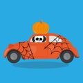 halloween car skeleton pumpkin 05 Royalty Free Stock Photo