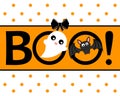 Halloween card. Bat and ghost. Royalty Free Stock Photo