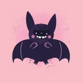 Halloween card Ã¢â¬â cartoonish bat flying across the sky on a pink