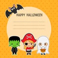 Halloween card. Children in disguise