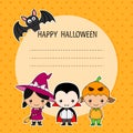 Halloween card. Children in disguise