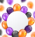 Halloween Card with Orange, Violet and Black Balloons Royalty Free Stock Photo