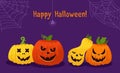 Halloween card pumpkin face cobweb party vector Royalty Free Stock Photo