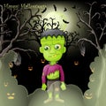 Halloween card with spooky Frankenstein