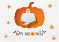 Halloween card in vector design and paper cut style.