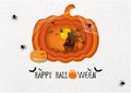 Halloween card in vector design and paper cut style