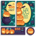 Halloween cards. Pumpkins, ghosts, bats.