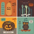 Halloween Cards set - hand drawn style. Royalty Free Stock Photo