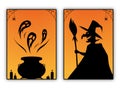 Halloween Cards Set. Witch and ghosts. Royalty Free Stock Photo