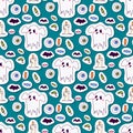 Halloween carnival seamless pattern background vector illustration with pumpkin and ghost spooky october autumn fear Royalty Free Stock Photo