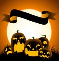Halloween cartoon banner with pumpkins