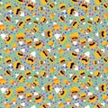Halloween cartoon candy seamless sugar monster pattern for wrapping paper and fabrics and kids clothes print